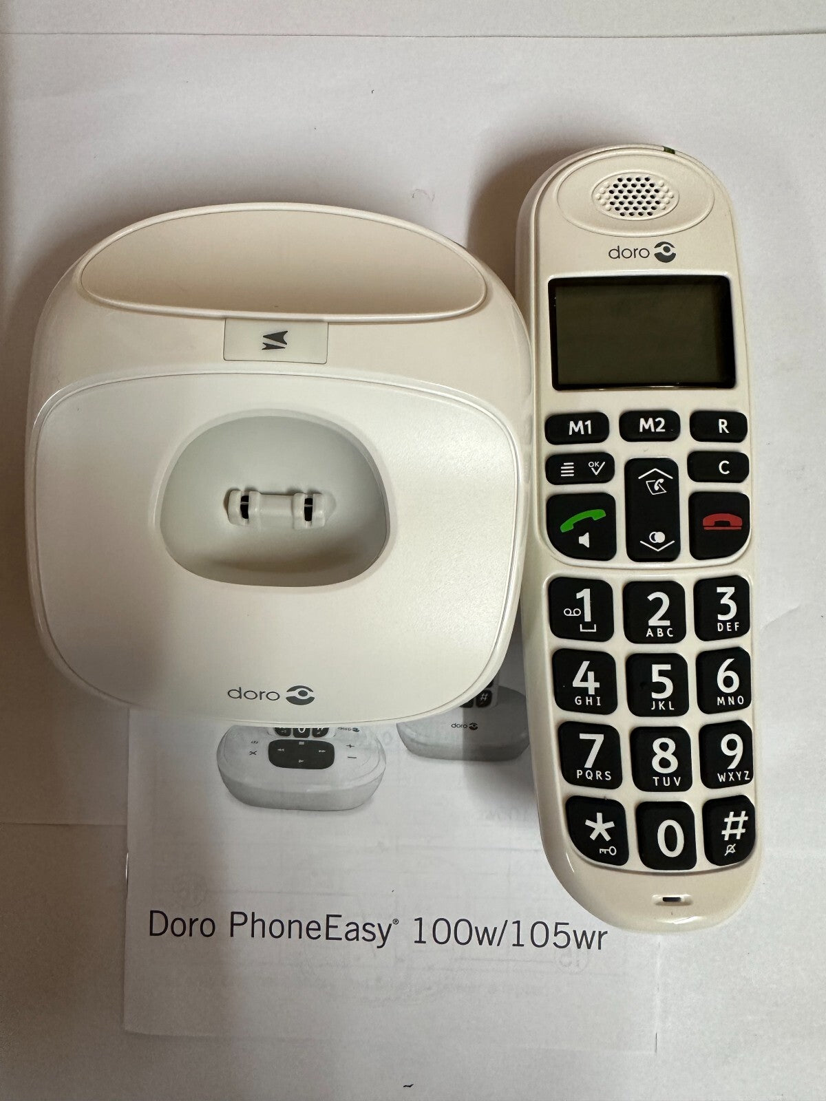 Doro PhoneEasy 100W Duo Schnurlostelefon mit Rufnummernanzeige - Weiß