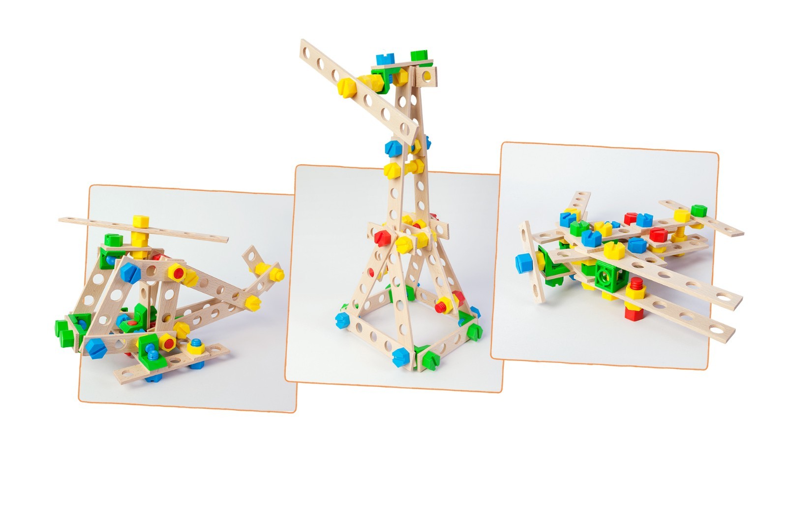 Konstruktionsspielzeug Holz Bausatz ab 4Jahren CONSTRUCTOR JUNIOR 3×1 HELICOPTER