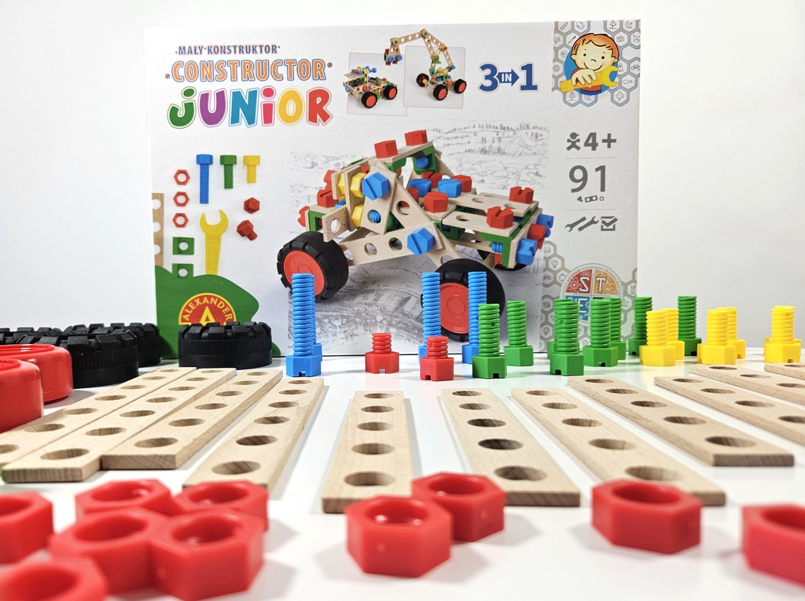 Konstruktionsspielzeug Holz  ab4Jahren CONSTRUCTOR JUNIOR 3×1 OFF ROAD VEHICLE