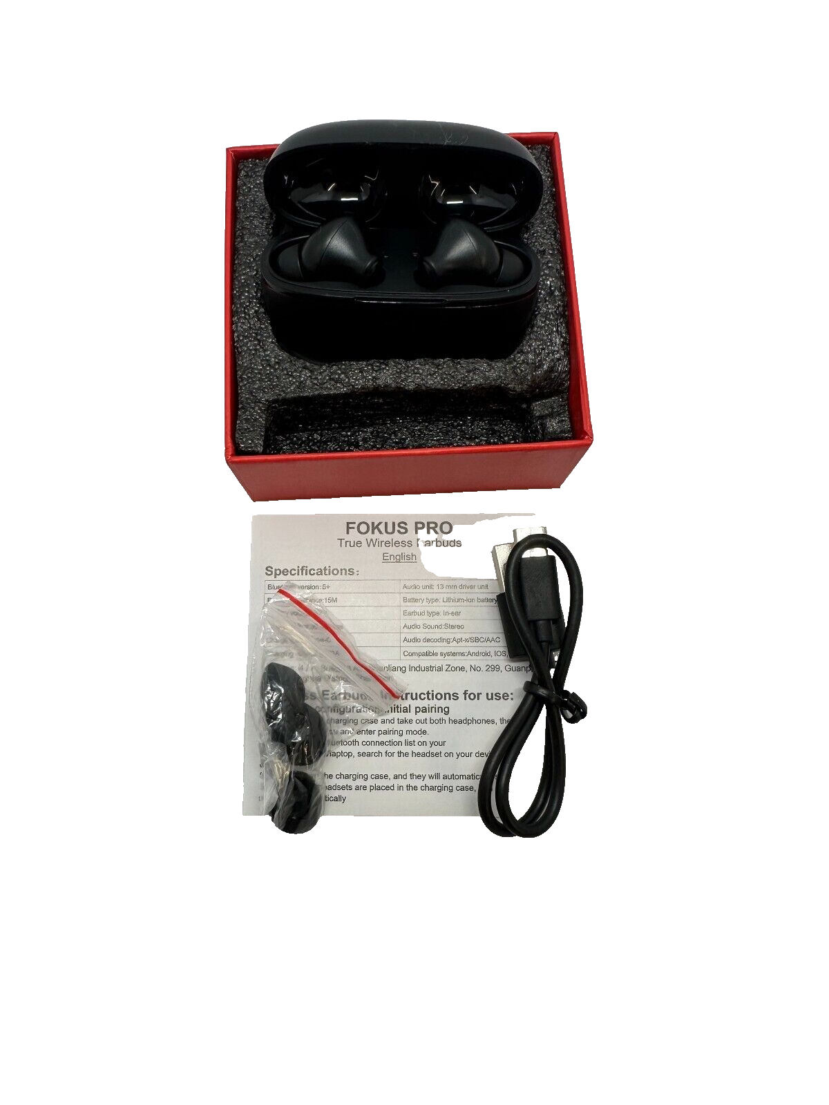 Fokus Pro Series True Wireless Earbuds Bluetooth 5 In-Ear ANC B-Ware Sport!