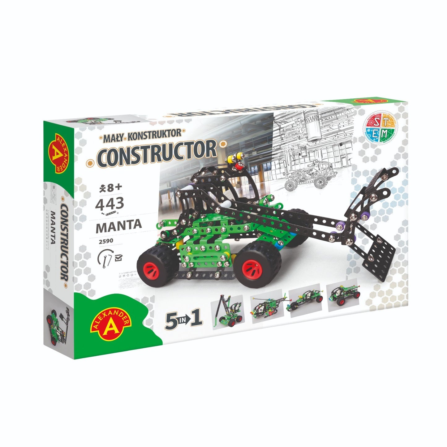 Konstruktionsspielzeug Metall Bausatz 5in1 Fahrzeuge ab 8 Jahren CONST PRO MANTA