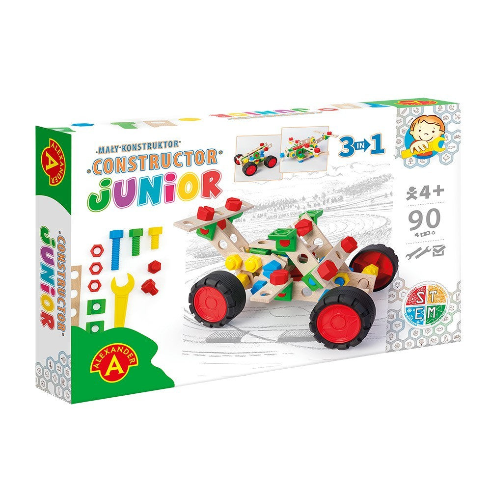 Konstruktionsspielzeug Holz Bausatz ab 4Jahren CONSTRUCTOR JUNIOR 3×1 BUGGY