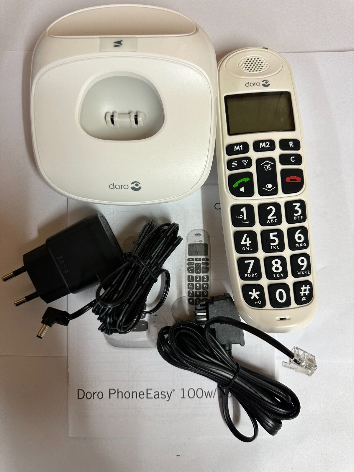 Doro PhoneEasy 100W Duo Schnurlostelefon mit Rufnummernanzeige - Weiß