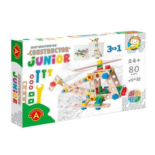 Konstruktionsspielzeug Holz Bausatz ab 4Jahren CONSTRUCTOR JUNIOR 3×1 HELICOPTER