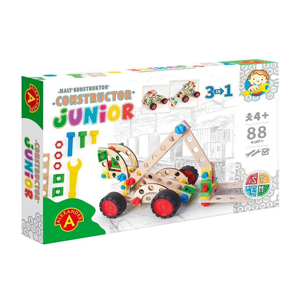 Konstruktionsspielzeug Holz ab 4Jahren CONSTRUCTOR JUNIOR 3×1 FORKLIFT TRUCK