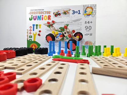 Konstruktionsspielzeug Holz Bausatz ab 4Jahren CONSTRUCTOR JUNIOR 3×1 BUGGY