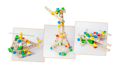 Konstruktionsspielzeug Holz Bausatz ab 4Jahren CONSTRUCTOR JUNIOR 3×1 HELICOPTER