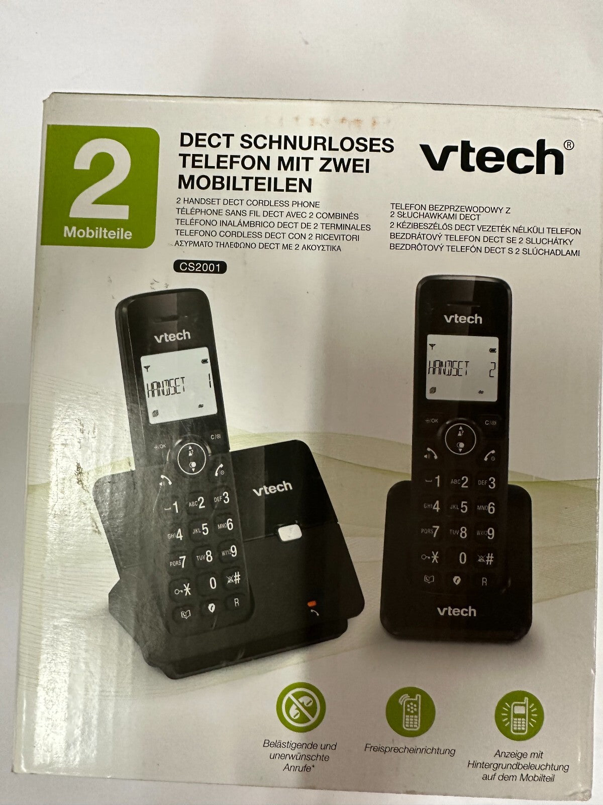 VTech CS2001 schnurloses Telefon mit 2 Mobilteilen Festnetztelefon ohne Akkus!